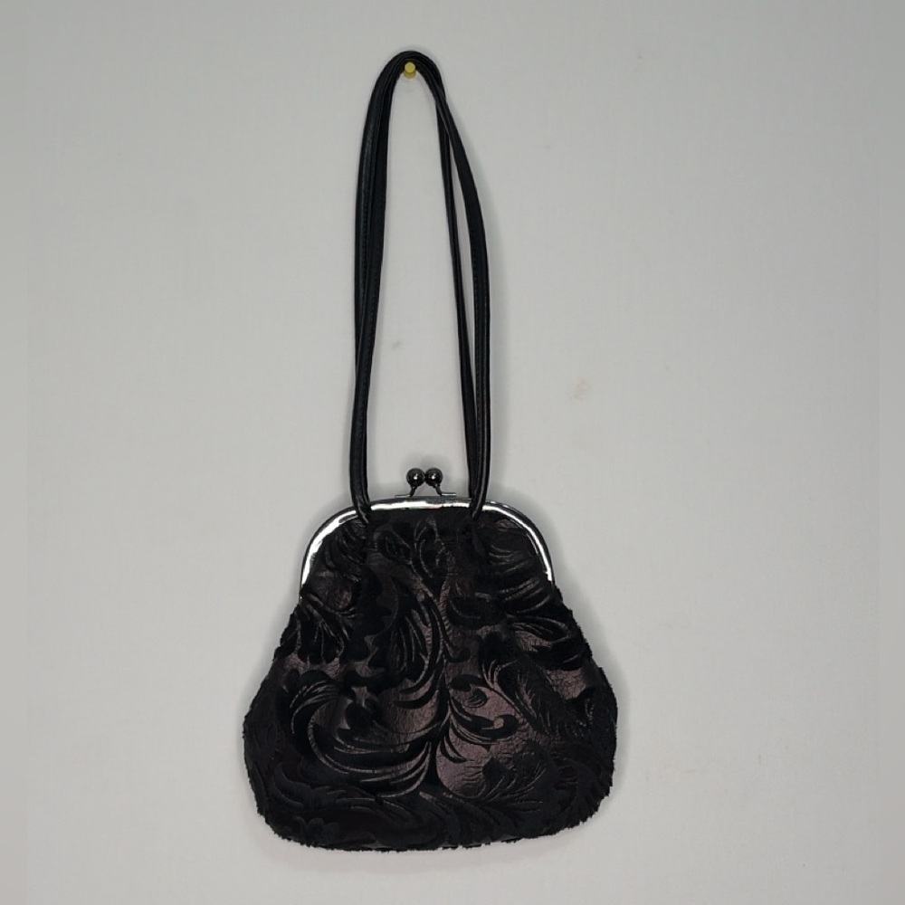 Liz Soto Vintage-Style Black Floral Evening Bag – Kiss Lock – NWOT (F65)✨